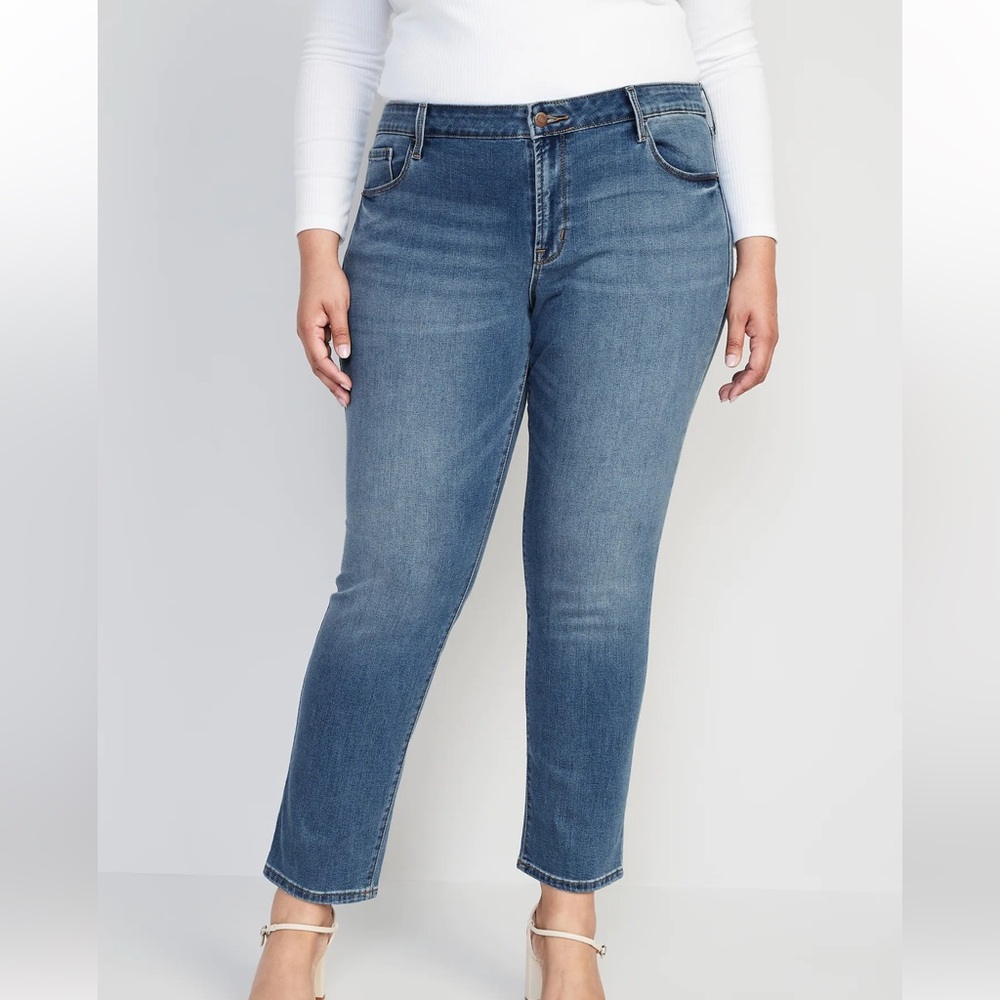 Old Navy Mid-Rise Power Slim Straight Jeans Medium Rinse